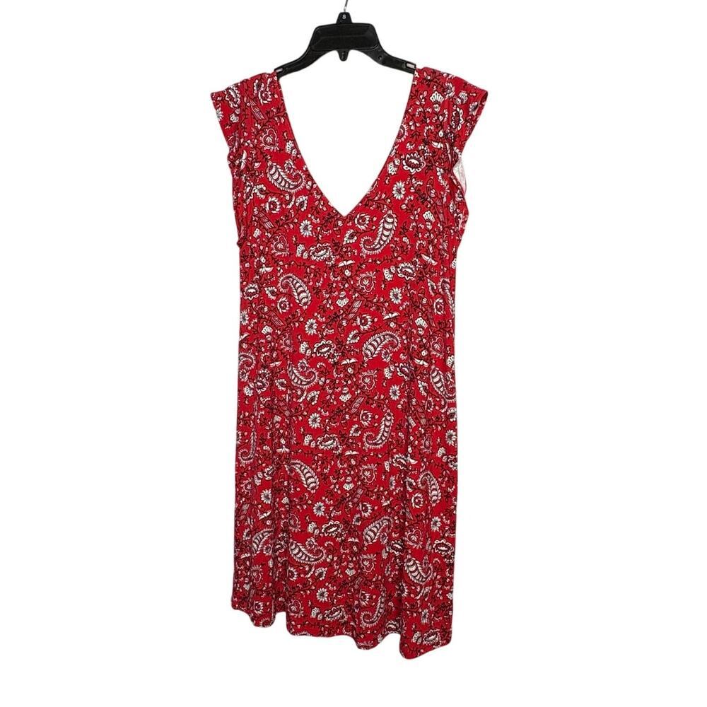 Loft Outlet Western Rodeo Red Knit Stretchy Red Paisley A Line Dress Size Medium - Picture 2 of 8